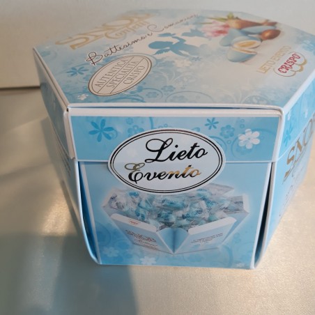Confetti Lieto Evento,   Mandorla Tostata Ricoperta di Cioccolato Bianco ai Gusti Assortiti.   500g   colore Azzuro