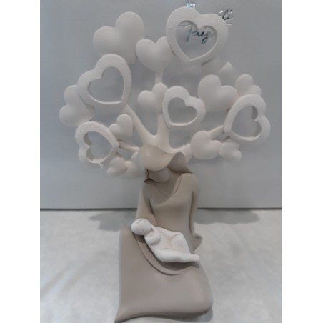Maternita' albero , in polvere di marmo  Made in Italy,   cm 25,5 x 15 x 29,5