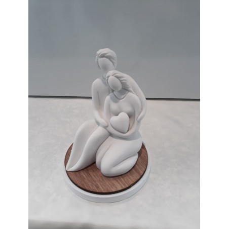 Coppia innamorati in polvere di marmo e legno Made in Italy ,    cm 9,5 x 12,5