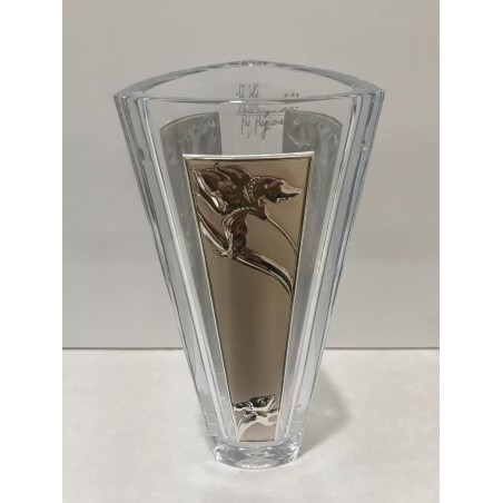Vaso in vetro e argento bilaminato  Made in Italy ,   cm 13,5 x 33.