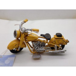 Motocicletta vintage in metallo con ruote e manubrio girevoli,    cm 11 x  4 x 5