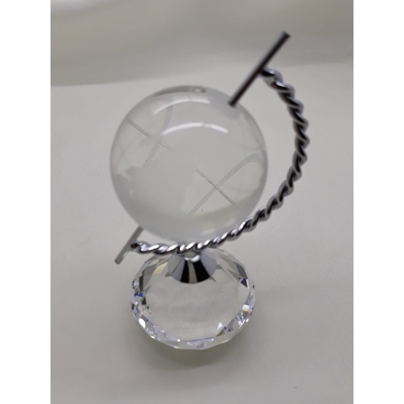 Mappamondo in vetro e cristallo , metallo,    cm 5 x 10    completo di astuccio