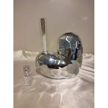 Diffusore Cuore Silver,  art. 24128 completo di essenza,   cm 17 x 16 x 7,5 , con astuccio