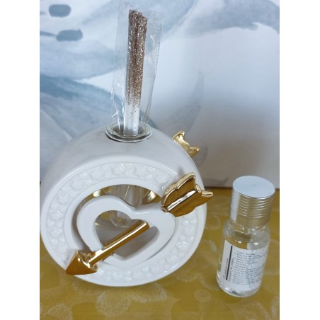 Diffusore tondo con cuore e freccia oro completo di astuccio ed essenza