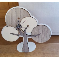Orologio albero in metallo e legno  cm 15,5 x 15,5 completo di astuccio, made in Italy