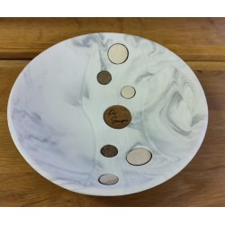 Ciotola bolle in polvere di marmo e legno D 30 cm , completa di astuccio made in Italy
